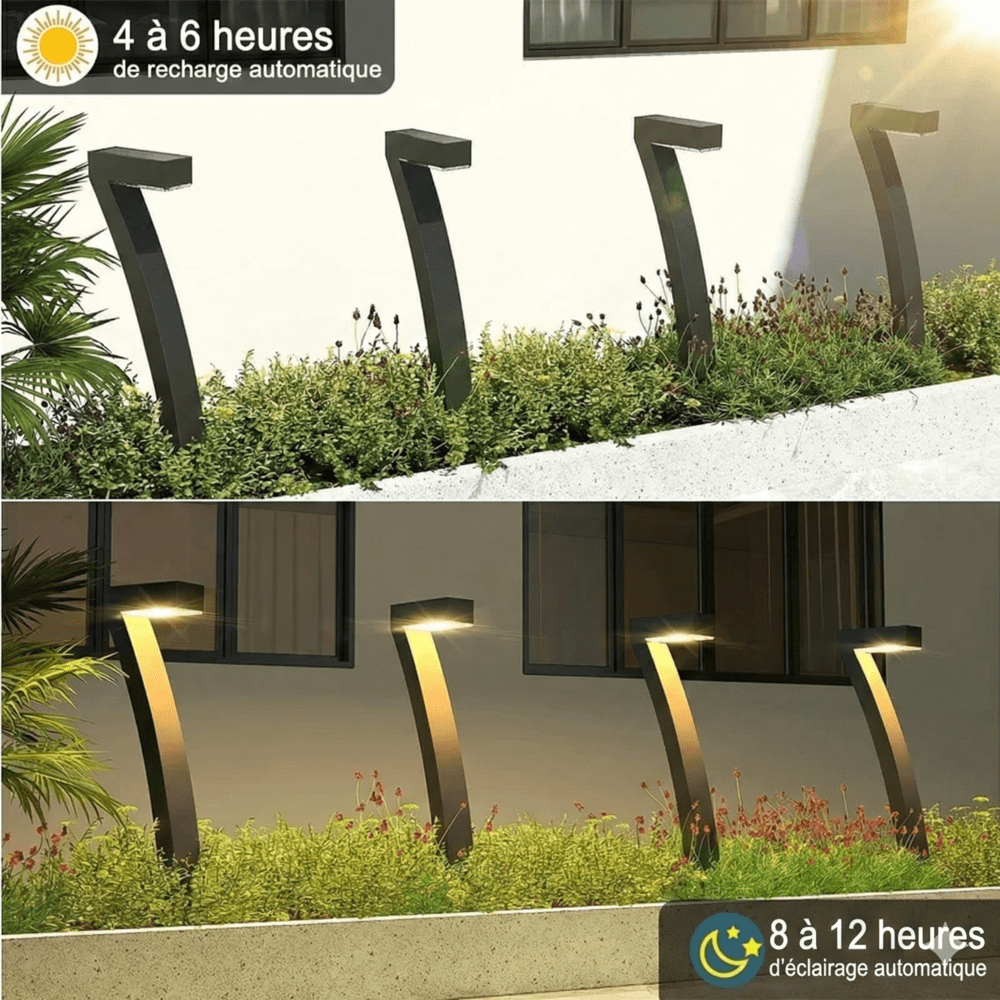 Lot de 4 Bornes Solaires Extérieur Allée de Jardin -