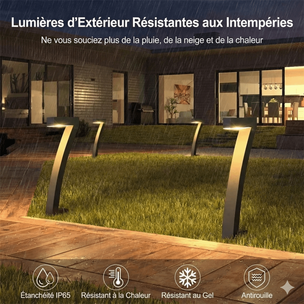 Lot de 4 Bornes Solaires Extérieur Allée de Jardin -