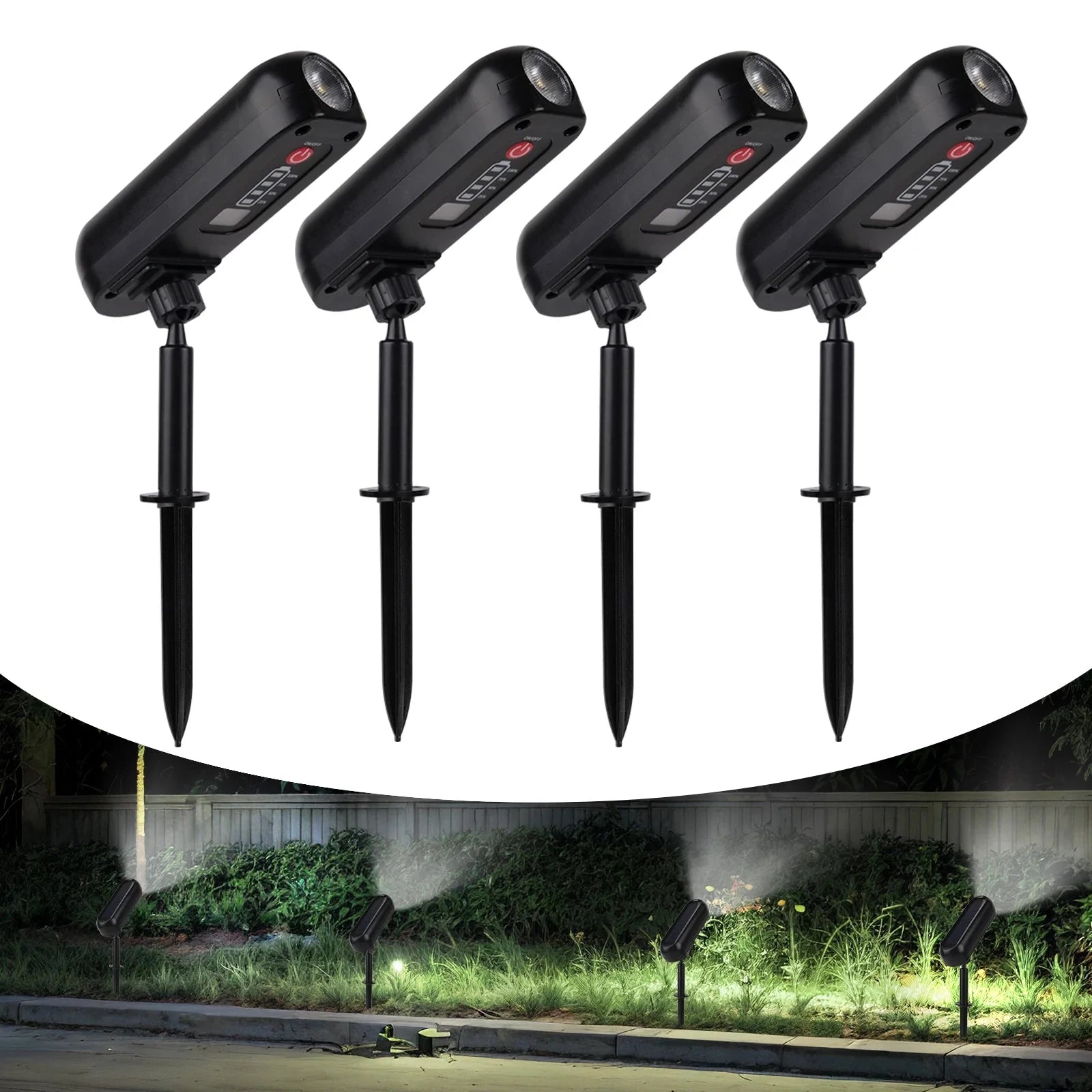 Lot de 4 Projecteur LED Solaire de Jardin - Blanche froide