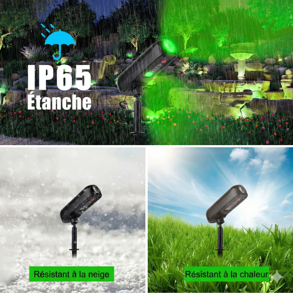 Lot de 4 Projecteur LED Solaire de Jardin - Verte