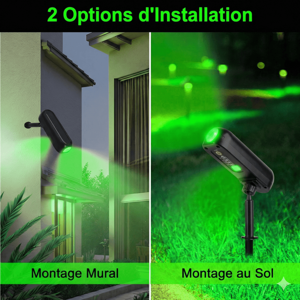 Lot de 4 Projecteur LED Solaire de Jardin - Verte