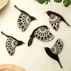 Lot de 5 Décoration Murale Oiseaux en Bois -