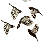 Lot de 5 Décoration Murale Oiseaux en Bois -