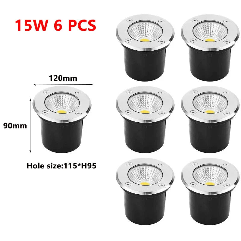 Lot de 6 Spot LED Aluminium Encastrable au Sol - 100mm 15W