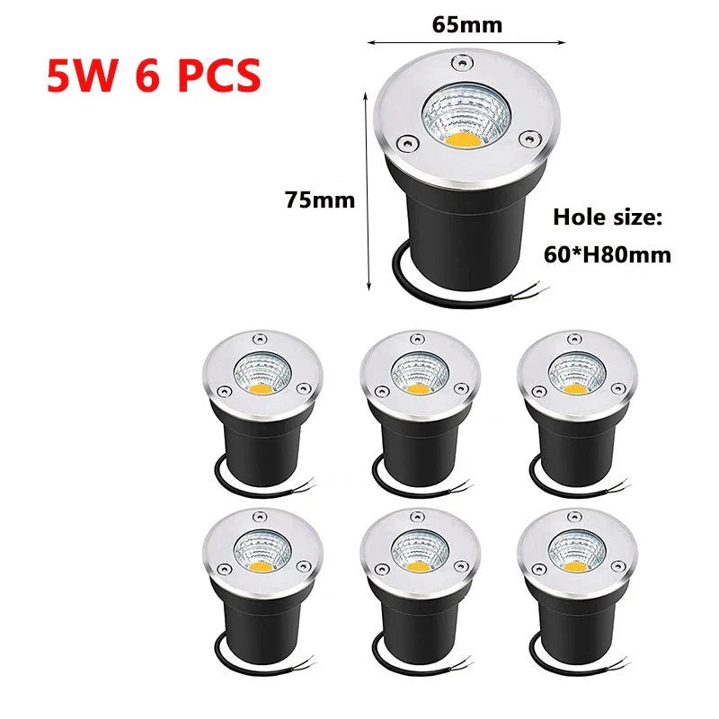 Lot de 6 Spot LED Aluminium Encastrable au Sol - 65mm 5W