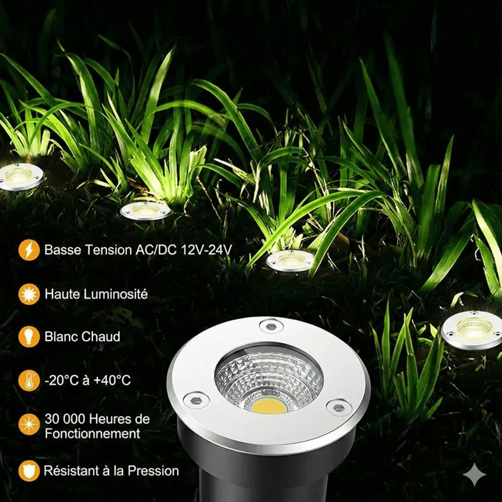 Lot de 6 Spot LED Aluminium Encastrable au Sol - 65mm 5W