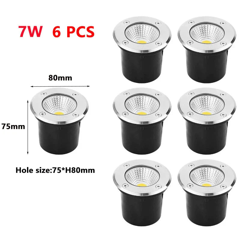 Lot de 6 Spot LED Aluminium Encastrable au Sol - 80mm 7W