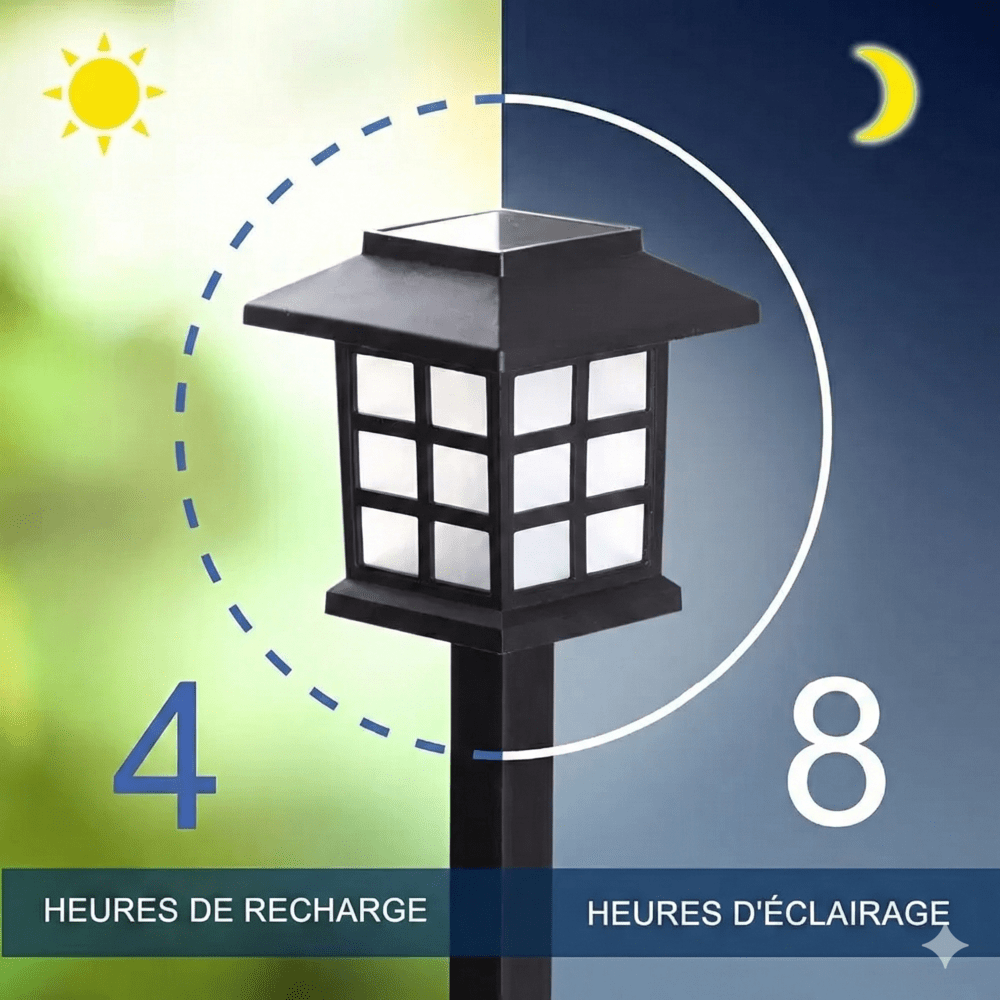 Lot de 8 Balises LED Solaires avec Piquet - RGB