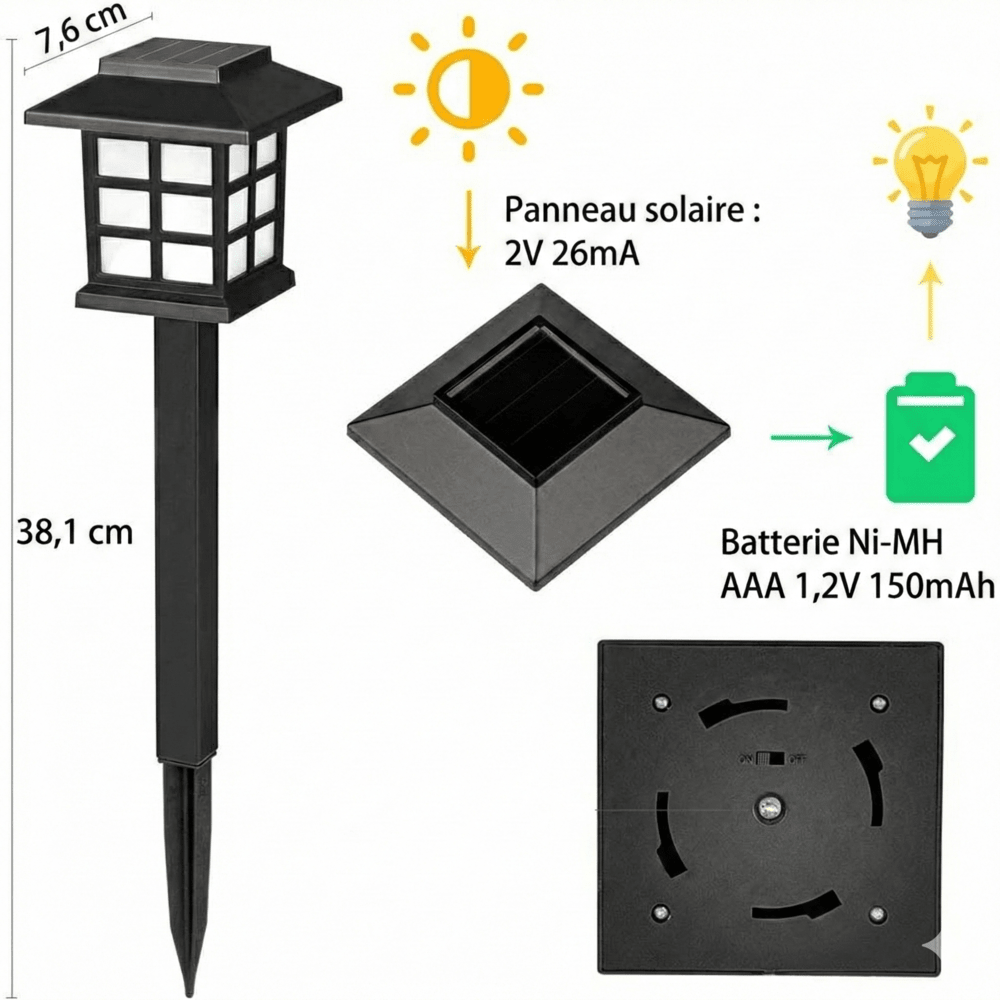 Lot de 8 Balises LED Solaires avec Piquet - RGB