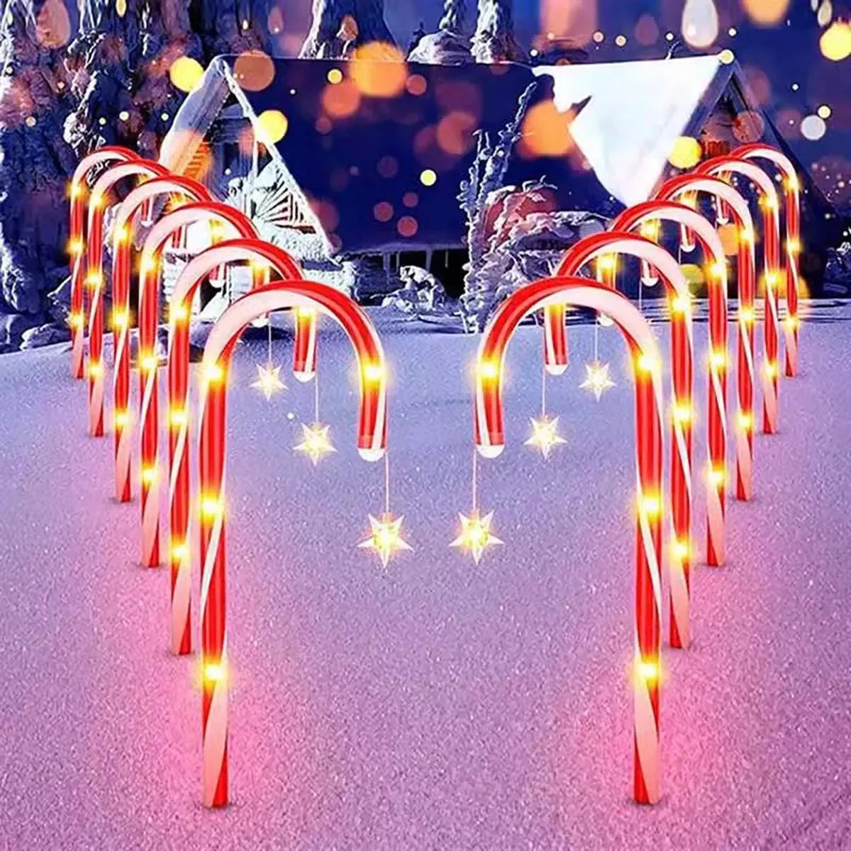 Lot de 8 Sucres d'Orge Noël Lumineux LED Solaire -