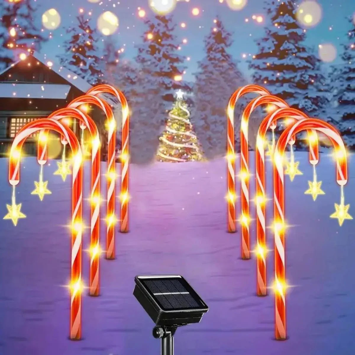 Lot de 8 Sucres d'Orge Noël Lumineux LED Solaire -