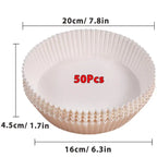 Lot de Papier Cuisson pour Air Fryer - Blanc 50Pcs - 16cm