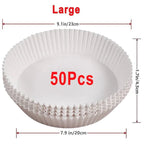 Lot de Papier Cuisson pour Air Fryer - Blanc 50Pcs - 20cm