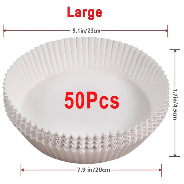 Lot de Papier Cuisson pour Air Fryer - Blanc 50Pcs - 20cm