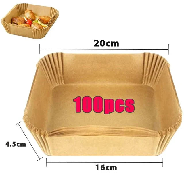 Lot de Papier Cuisson pour Air Fryer - Marron 100Pc - 16cm Pro