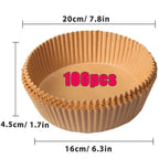 Lot de Papier Cuisson pour Air Fryer - Marron 100Pcs - 16cm