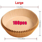 Lot de Papier Cuisson pour Air Fryer - Marron 100Pcs - 20cm