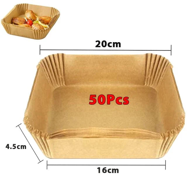 Lot de Papier Cuisson pour Air Fryer - Marron 50Pcs - 16cm Pro