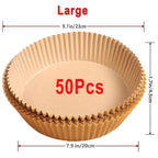 Lot de Papier Cuisson pour Air Fryer - Marron 50Pcs - 20cm