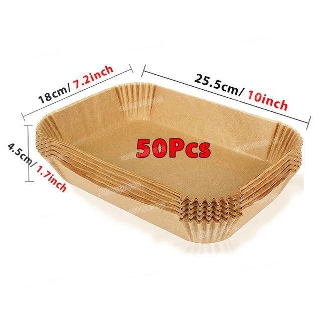 Lot de Papier Cuisson pour Air Fryer - Marron - rectangle - 50