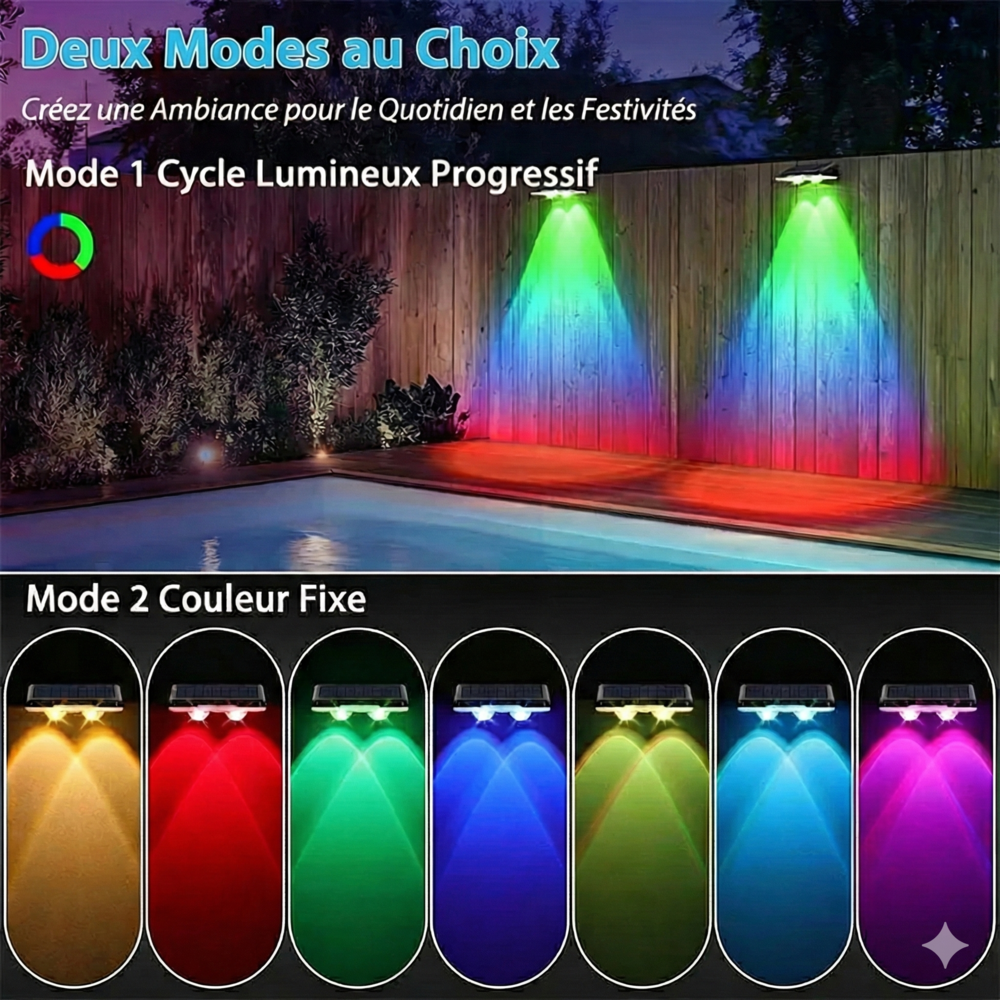 Lumière Solaire LED pour Mur Extérieur - RGB