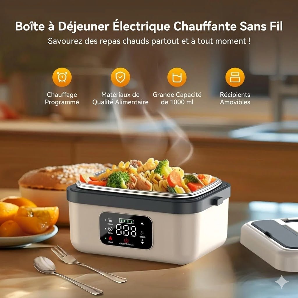 Lunch Box Chauffante Rechargeable avec Minuteur - Blanc