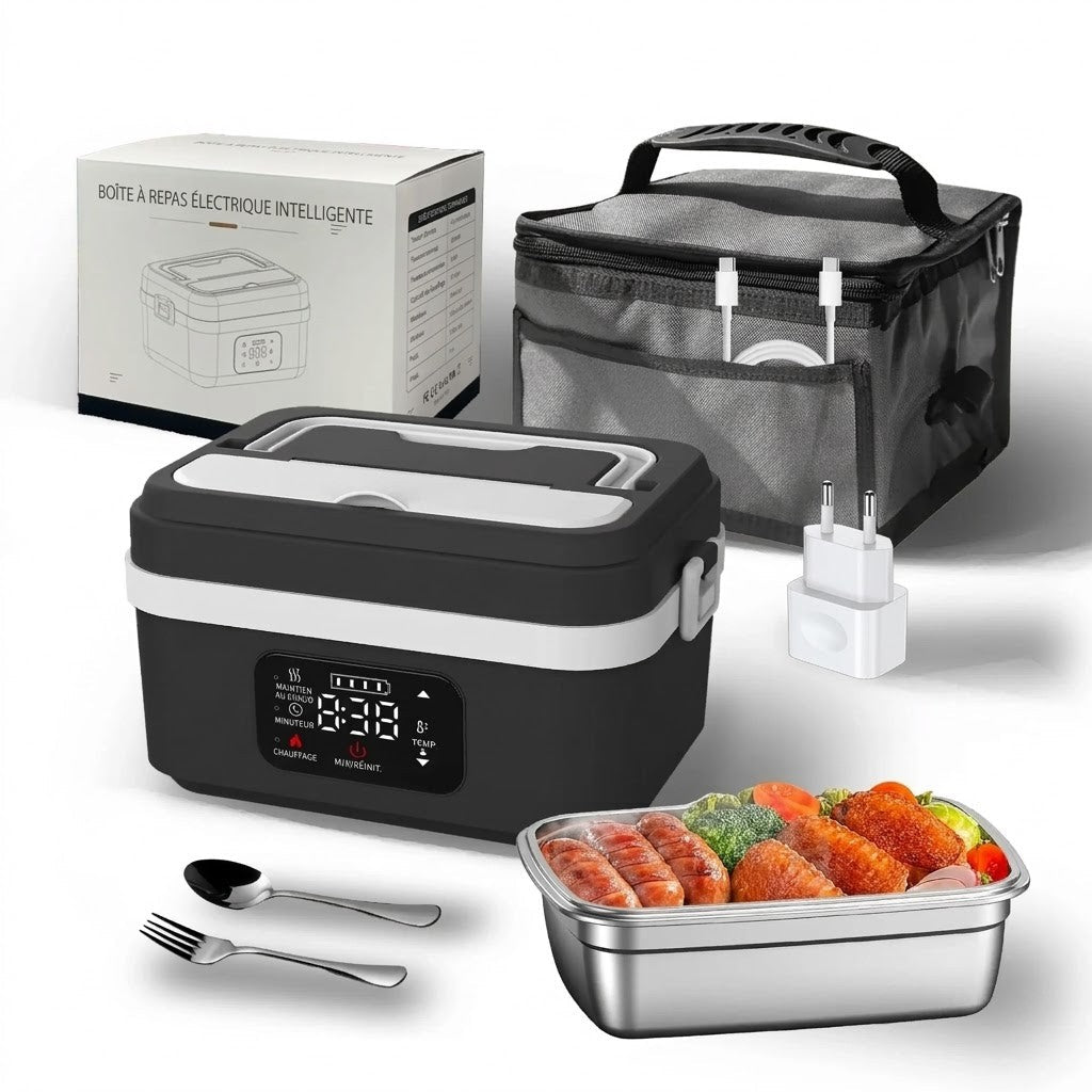 Lunch Box Chauffante Rechargeable avec Minuteur - Gris