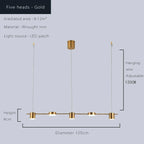 Lustre Linéaire LED Moderne Doré - 5 Têtes dorée