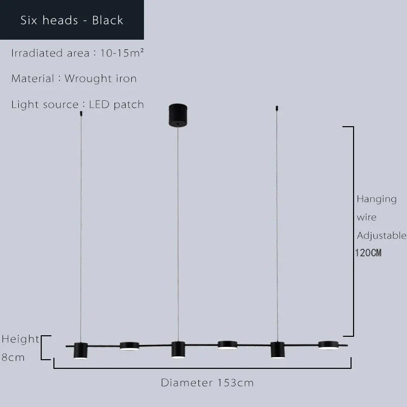 Lustre Linéaire LED Moderne Doré - 5 Têtes dorée