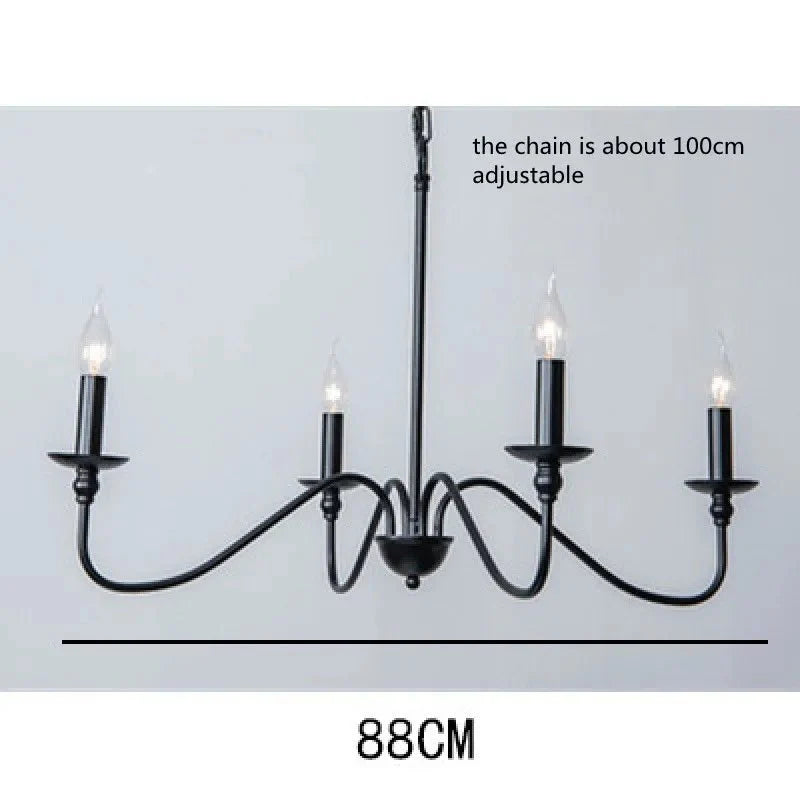 Lustre Métal Style Bougie - 4 lampes Châssis Noir