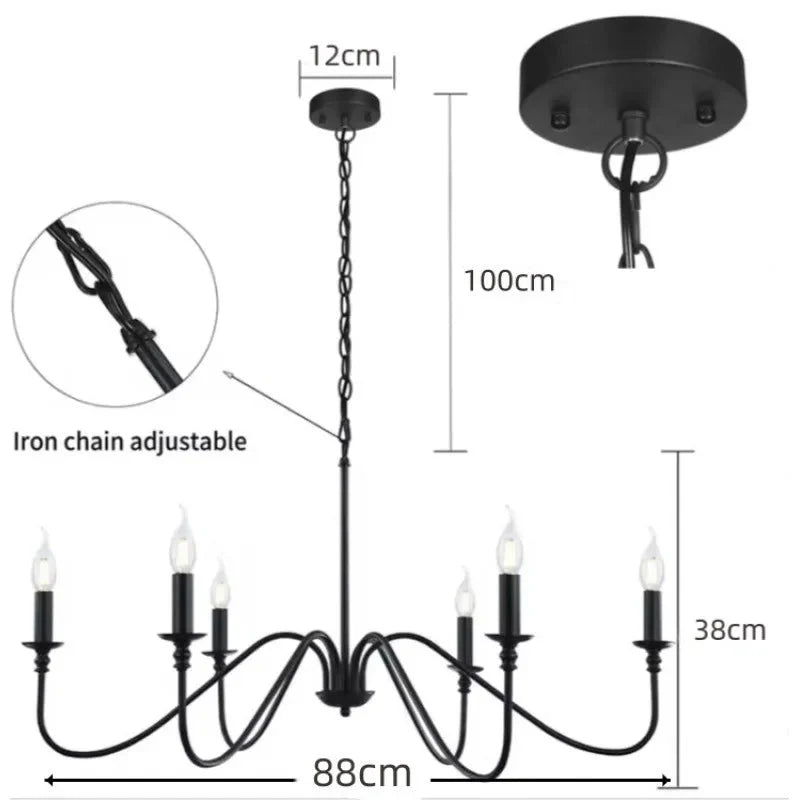 Lustre Métal Style Bougie - 4 lampes Châssis Noir