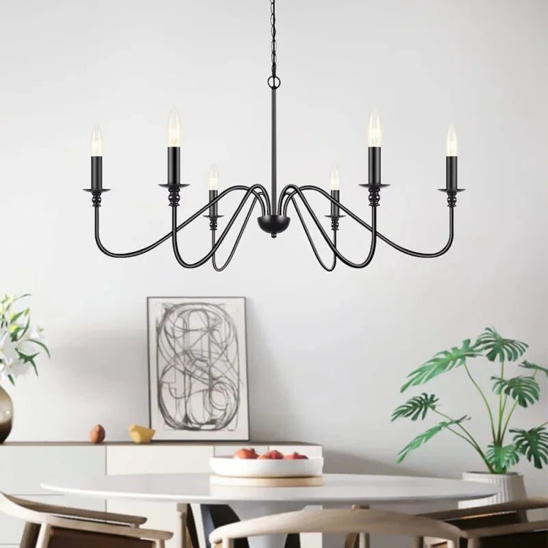 Lustre Métal Style Bougie - 6 lampes Châssis noir