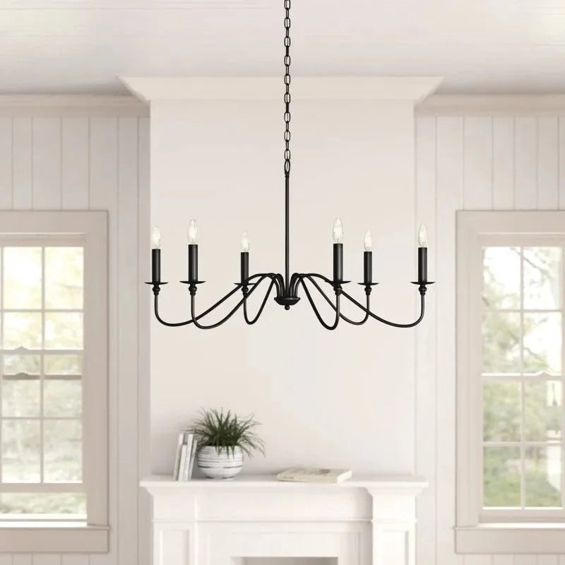 Lustre Métal Style Bougie - 6 lampes Châssis noir