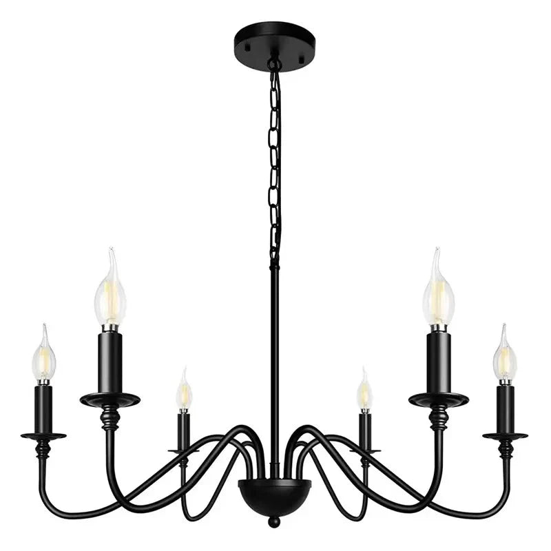 Lustre Métal Style Bougie - 6 lampes Châssis noir