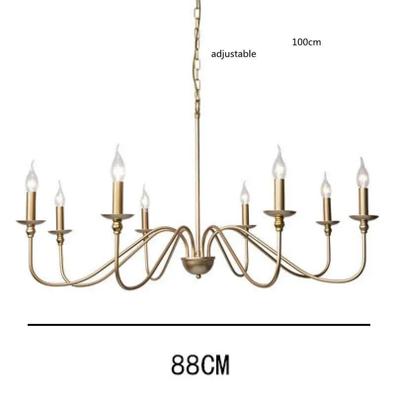 Lustre Métal Style Bougie - 8 lampes Châssis dorée
