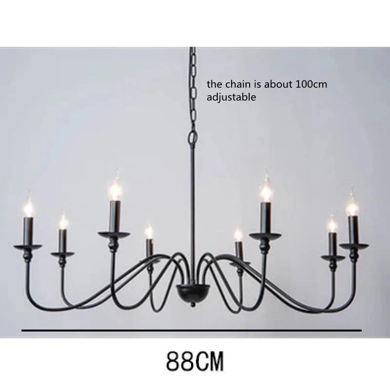 Lustre Métal Style Bougie - 8 lampes Châssis noir