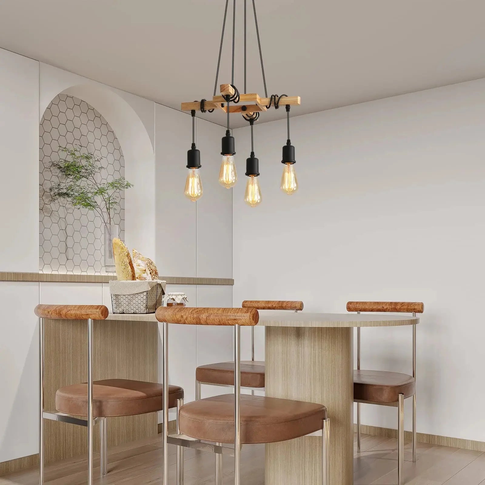 Lustre Poutre en Bois -