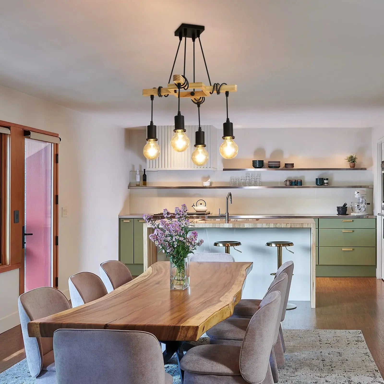 Lustre Poutre en Bois -