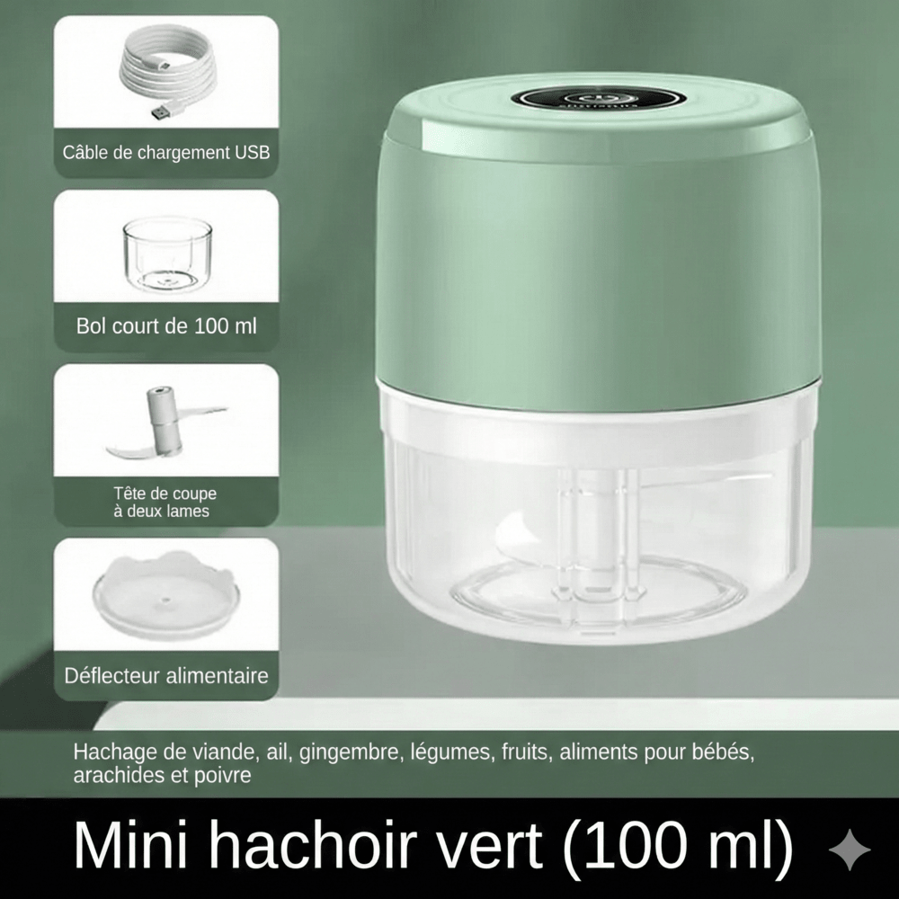 Mini Hachoir Électrique Pas Cher - Vert