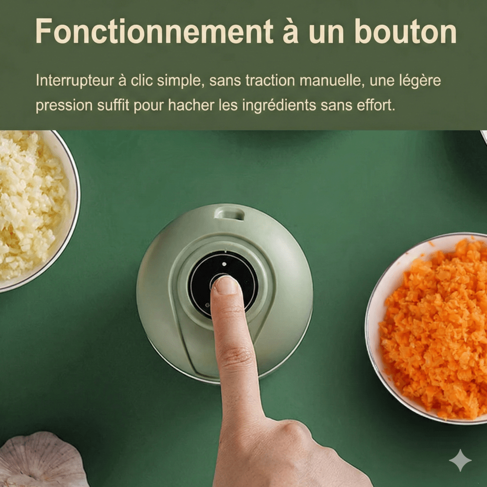 Mini Hachoir Herbes Electrique - Vert