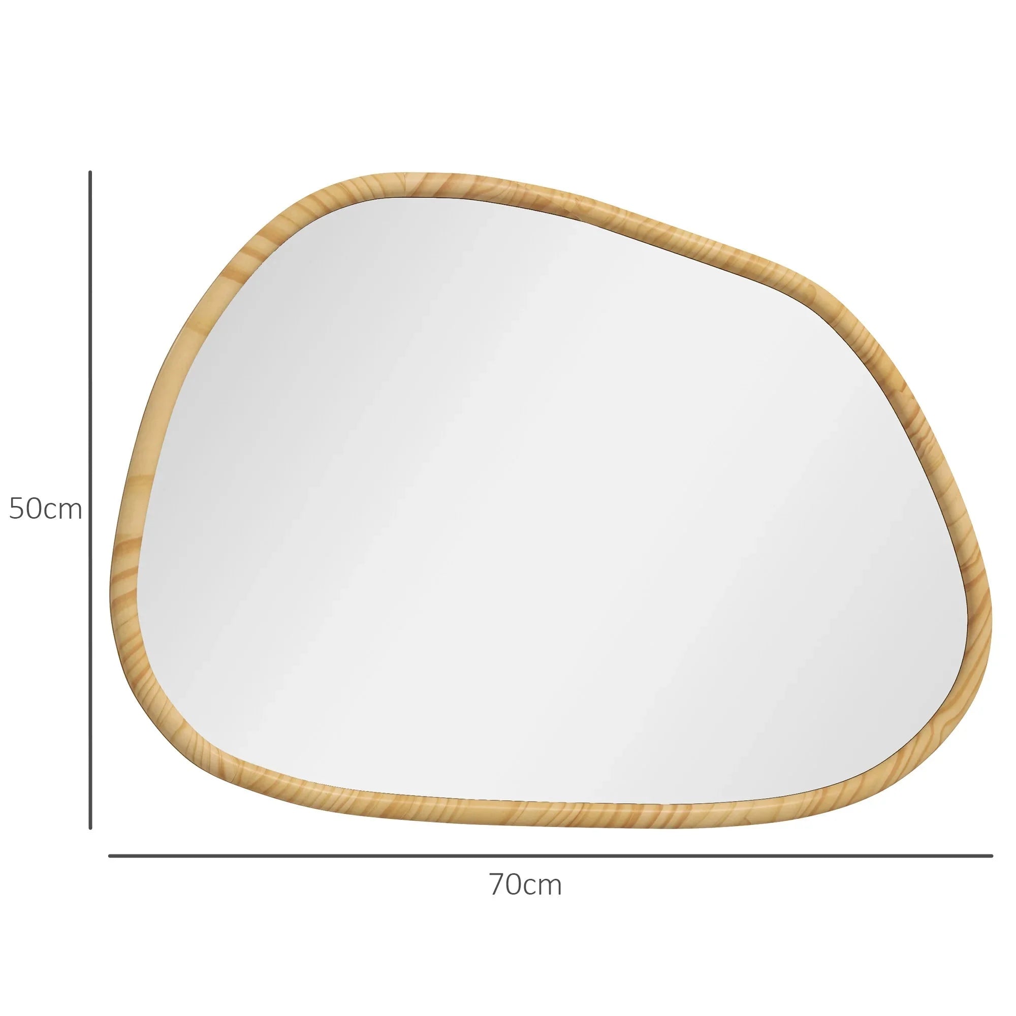 Miroir Forme Irrégulière Bois Clair 70X50cm -
