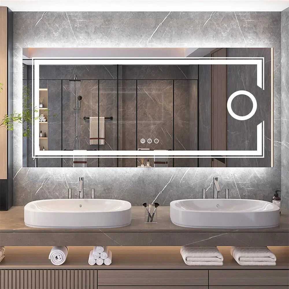 Miroir LED Rectangulaire Salle de Bain Double Éclairage - 120x60cm