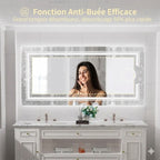 Miroir LED Rectangulaire Salle de Bain Double Éclairage - 60x80cm