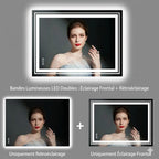 Miroir LED Salle de Bain Rectangulaire Design Cristal Luxe - 50x70cm