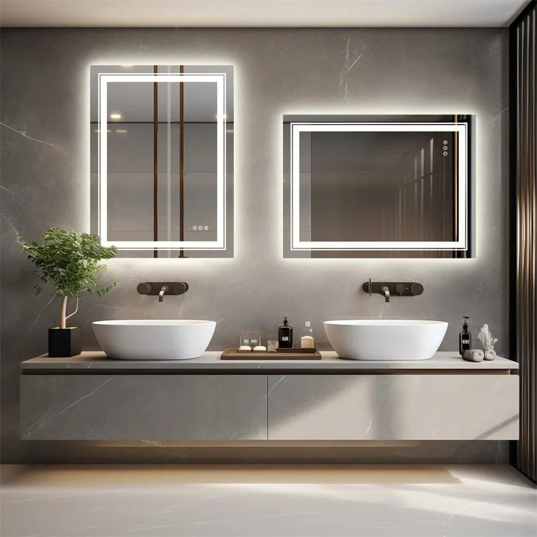 Miroir LED Salle de Bain Rectangulaire Design Cristal Luxe - 50x70cm