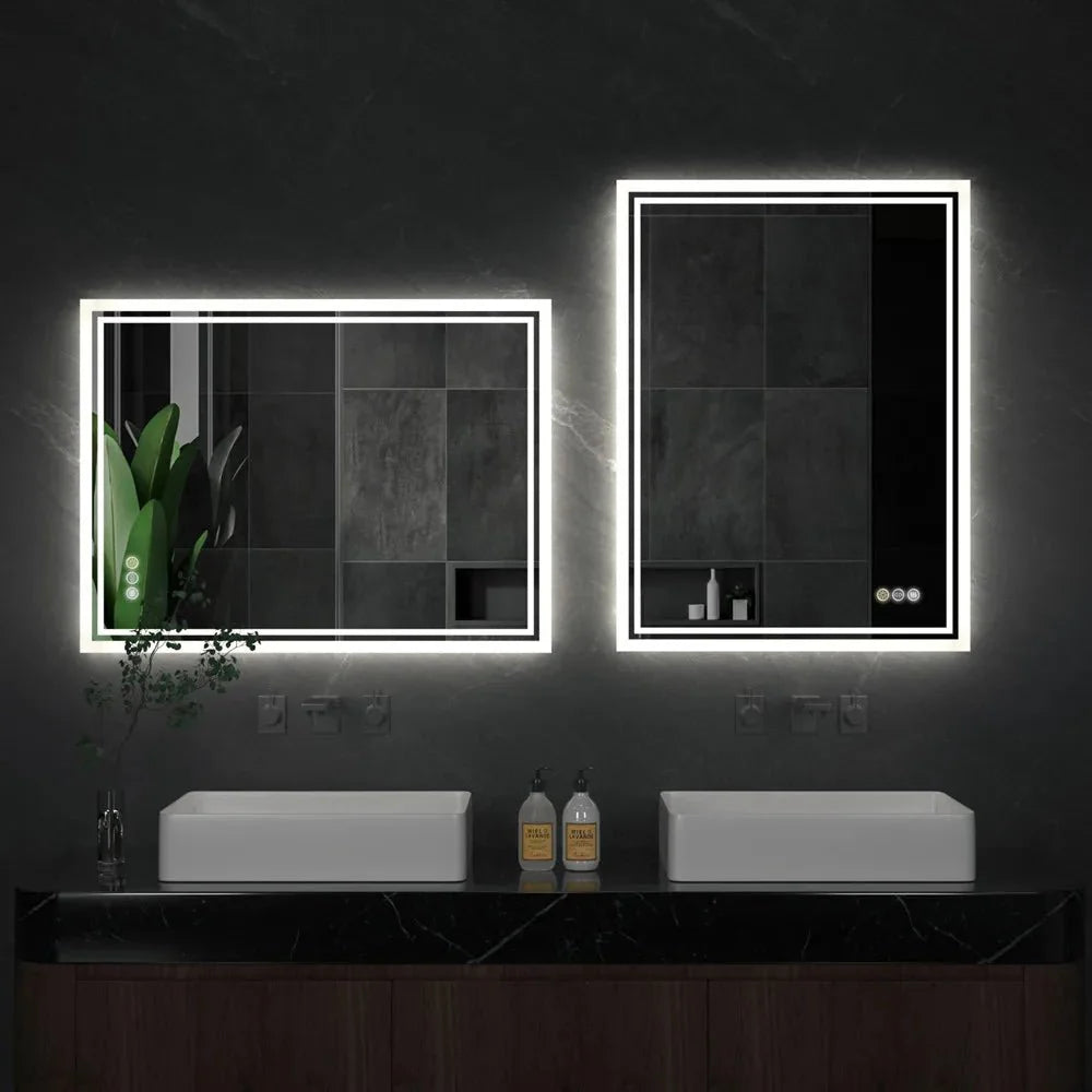 Miroir LED Salle de Bain Rectangulaire Mural Tactile - 50x70cm