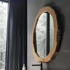 Miroir Mural Asymétrique en Bois Massif - Diametre 30 - 40CM