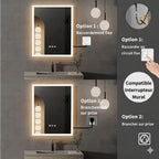 Miroir Mural LED Rétroéclairé Salle de Bain 40x50cm -