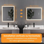 Miroir Mural LED Rétroéclairé Salle de Bain 40x50cm -