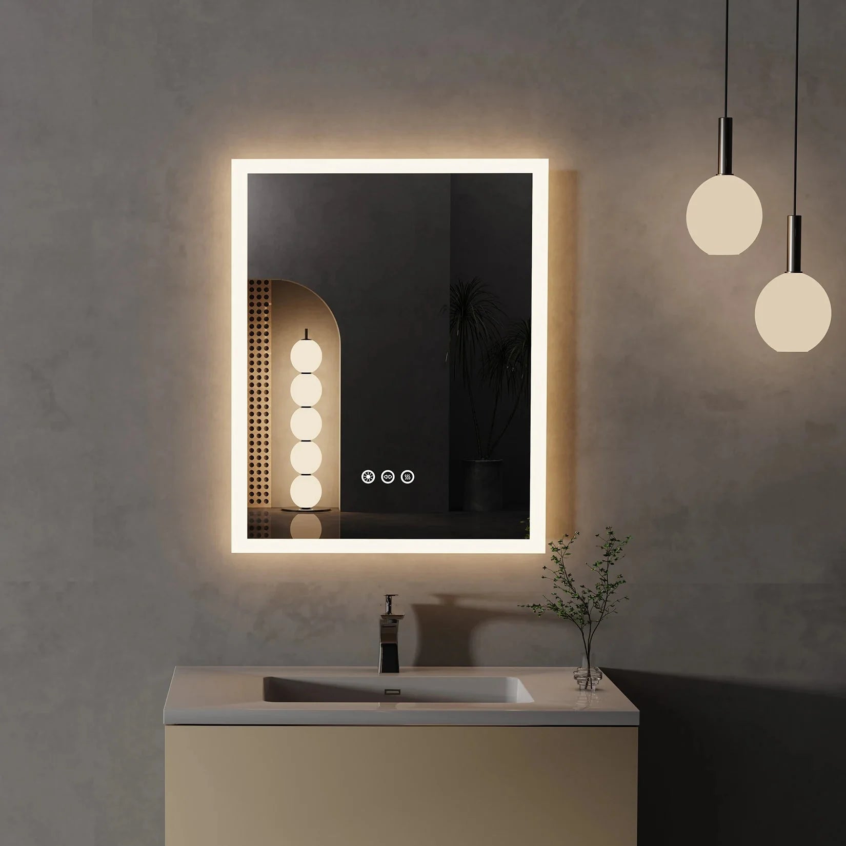 Miroir Mural LED Rétroéclairé Salle de Bain 40x50cm -
